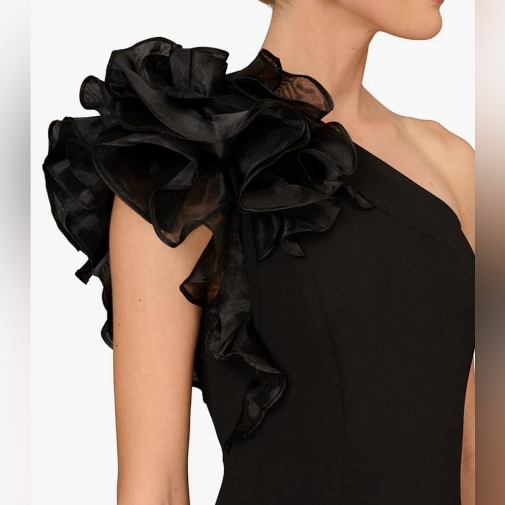 Aidan Mattox | Organza Ruffle one shoulder tulip evening gown Women’s size 8 - Picture 2 of 12